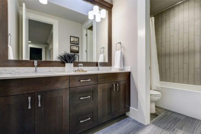 Picture of a bathroom with new cabinetry